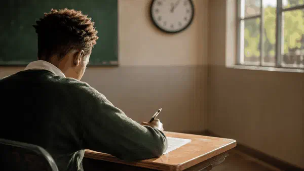Learner writing an exam in a quiet separate venue with additional time